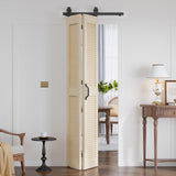 ROYMELO Preassembled Bifold Barn Door 30 x 84 Inch (Double 15 x 84 Inch), Louver Sliding Closet Wood Bi-Folding Barn Doors with 34 Inch Top Mount Hardware Track Kit, Save Space ROYMELO