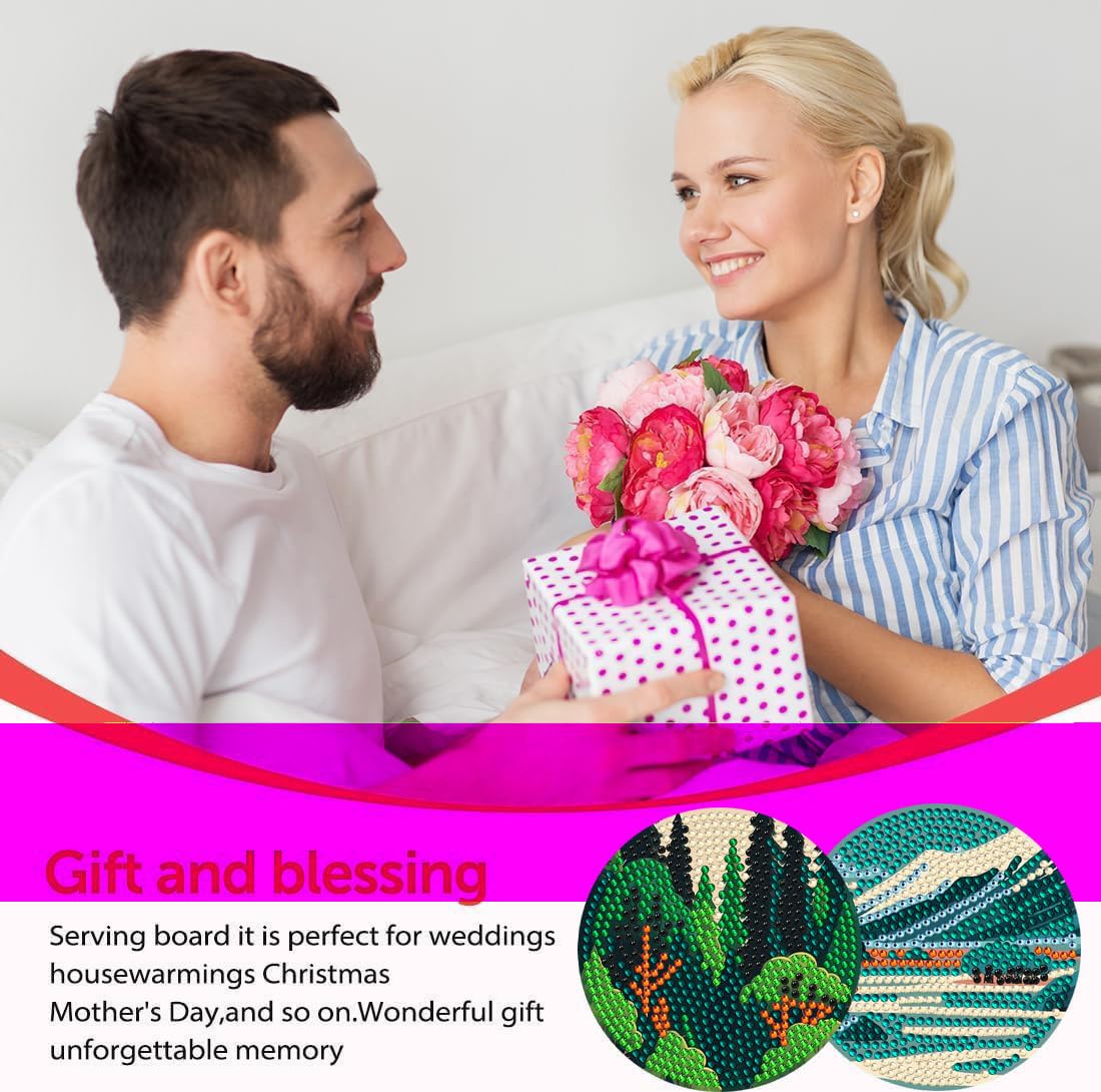 DOTZSO 8 Pcs Diamond Art Coasters Kit with Holder Diamond Art Kits for Adults Beginners Small Diamond Painting Coasters Arts and Crafts for Adults Supplies Item Sets (Landscape) DOTZSO