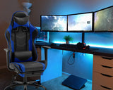 Gaming Chair Office Chair Desk Chair Massage PU Leather Recliner Racing Chair with Headrest Armrest Footrest Rolling Swivel Task PC Ergonomic Computer Chair for Back Support, Blue BestOffice