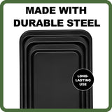 Baking Sheet Tray Set, 3 Pack Cookie Sheet Pan for Oven, Nonstick Bakeware Sets with Wider Grips, Half/Jelly Roll/Quarter Non Toxic & Easy Clean - Dark Grey EWFEN