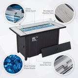 Rattaner Patio Furniture Set with 45In Fire Pit 5 Pieces Outdoor Furniture Sets Patio Couch Outdoor Chairs 60000 BTU Steel Propane Fire Pit Table No-Slip Cushions and Waterproof Covers, Peacock Blue Rattaner