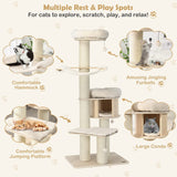 Tangkula Modern Cat Tree, Multi-Level Large Cat Tower w/Cat Condo, Hammocks & Hanging Basket, Tall Cat Tree w/Sisal Posts, Washable Cushions, Wood Cat Trees and Towers for Indoor Large Cats Tangkula