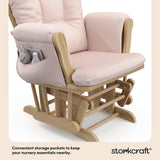 Storkcraft Premium Hoop Glider & Ottoman (Natural/Pink) — GREENGUARD Gold Certified Nursery Glider, Solid Wood Craftsmanship, Smooth-Gliding Nursery Chair and Ottoman, Award-Winning Storkcraft