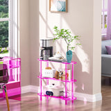 solaround Clear Bookshelf, Acrylic Bookcase with Open Book Shelf Console Table for Entryway Office (3 Tier Pink) solaround