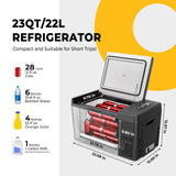 BougeRV 12 Volt Refrigerator 12V Car Fridge 23 Quart Portable Freezer Compressor Cooler 12/24V DC 110~240V AC for Truck Van RV SUV Boat Travel Camping Road Trips Tailgating -7℉~50℉ (Black) BougeRV