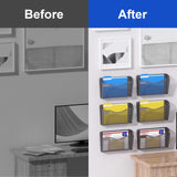 samstar 6 Pack Mesh Wall Mounted File Holder Metal Wall File Pocket Mail Organizer for Office/Home(with Label Panel) samstar