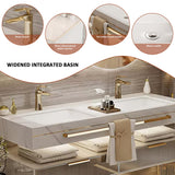 NAIROLET Bathroom Vanities with Sink - Double Wall Mouted Cabinet Towel Hanging & Led Light & Defogging Mirror | Gold Modern Metal Luxury Style Wood Freestanding Bathroom Vanities (84'') NAIROLET