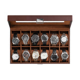 ProCase Watch Box Organizer for Men, 12 Slot Watch Display Case With Glass Lid, PU Leather Watch Storage Mens Watch Case, Watch Holder Organizer for Men Women -12 Slot, Brown ProCase