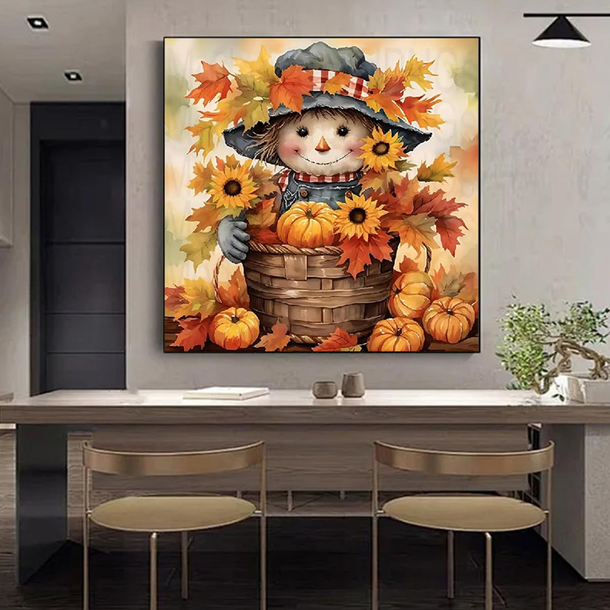 BAWKENTON Pumpkin Paint by Numbers for Adults and Kids, Fall Pumpkin Painting by Number Kits On Canvas, Number Artist Paint by Number Kit Funny Flower Without Frame DIY, Home Wall Decor, 11.8x11.8in BAWKENTON