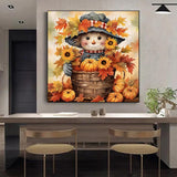 BAWKENTON Pumpkin Paint by Numbers for Adults and Kids, Fall Pumpkin Painting by Number Kits On Canvas, Number Artist Paint by Number Kit Funny Flower Without Frame DIY, Home Wall Decor, 11.8x11.8in BAWKENTON