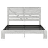 FSTAR King Size Wooden Farmhouse Bed Frame with Headboard, Boho Platform Bedframe with Charging Station & Led Lights, Heavy Duty Metal Slats, Noise Free, No Box Spring Needed, White FSTAR