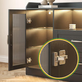 Melodyblue Buffet Cabinet, 48" Farmhouse Sideboard Buffet Storage Cabinet with Led Lights, Versatile Glass Doors, Sturdy MDF Construction, Coffee Bar Cabinet for Dining Room (Black) Melodyblue