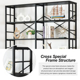 HOMISSUE 84" Double Wide Industrial 7-Tier Black Bookshelf with Open Shelves HOMISSUE