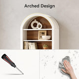 LITTLE TREE 8-Tier Bookcase, 78.7" Tall Bookshelf with Arched Top, Large Freestanding Wooden Open Bookcase Bookshelf, Modern Book Shelf Organizer for Living Room, Bedroom, Office, Library, White Brown LITTLE TREE