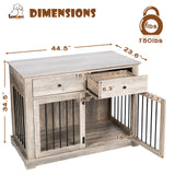 LEMBERI 44 Inch Large Dog Crate Furniture, Wooden Dog Kennel End Table with Storage Drawers, Decorative Pet Crates Dog House Indoor for Dogs LEMBERI