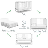 Storkcraft Hillcrest 4-in-1 Convertible Crib (White) - Converts to Daybed, Toddler Bed, and Full-Size Bed, Fits Standard Full-Size Crib Mattress, Adjustable Mattress Support Base Storkcraft