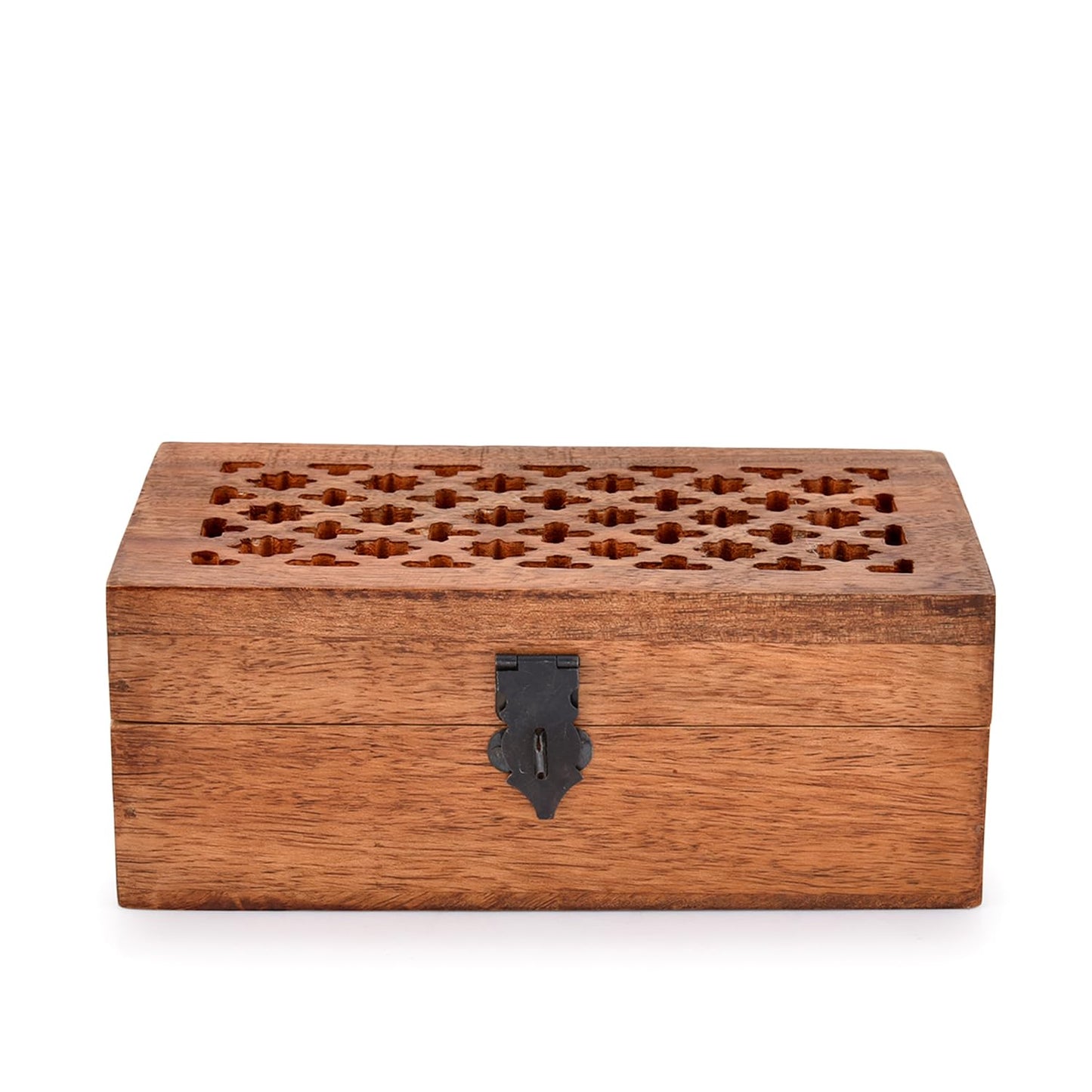 NIRMAN Mango Wood Decorative Wooden Box with Hinged Lid Wooden Storage Box, Decorative Bo xes With Lids (8" x 5" x 3")