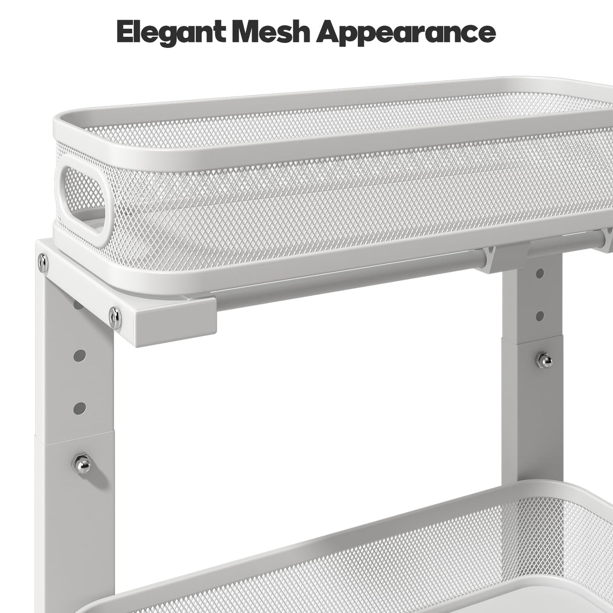 Biboraya 2 Pack Under Sink Organizer With Smooth Cylindrical Rail,2-Tier Pull Out Multi-Purpose Cabinet Storage for Bathroom&Kitchen,Height Adjustable,Rust-resistant Coating-White Biboraya