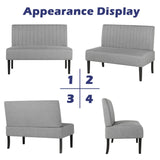 STHOUYN Mini Small Comfy Couch Armless Loveseat Sofa for Bedroom with USB Port, Velvet Small Couches for Small Spaces Living Room, Apartment Office Dorm (Grey) STHOUYN