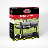 Char-Griller® 3-Burner Dual Fuel Expandable Propane Gas and Charcoal Outdoor Polyester Grill and Smoker Cover in Black, 29in x 65in x 49in, Model 8080 Char-Griller