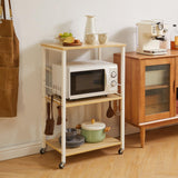 IBUYKE Kitchen Shelf Cart, 3-Tier Microwave Oven Stand, Baker’s Rack with Metal Frame and 8 Hooks, Industrial Printer Stand, Utility Standing Storage Shelf for Coffee Bar, Simple Assembly, TMJ023R IBUYKE