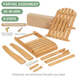 Topeakmart Set of 4 Folding Adirondack Chair Outdoor Weather Resistant Chairs for Patio Deck Garden, Backyard Deck, Fire Pit, Honey Brown Topeakmart