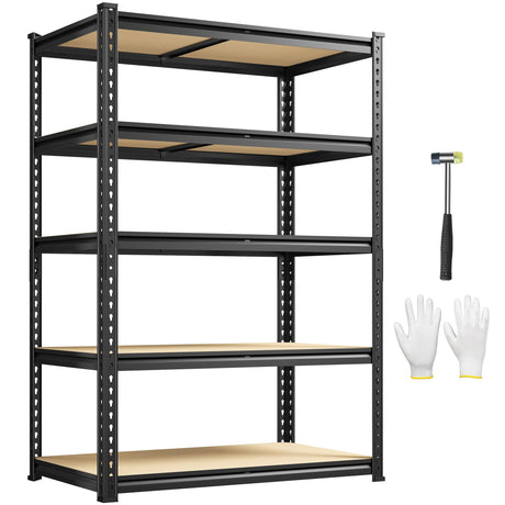 DurayLoly 5-Tier Storage Shelves, 1980LBS Adjustable Pantry Shelves, Metal Shelving Unit for Storage, Kitchen, Pantry, Closet, Laundry, Garage, 72.06" H x 35.55" W x 15.76" D DurayLoly