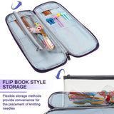 Coopay Knitting Needles Case Travel Knitting Needle Organizer Storage for Straight Knitting Needles (Up to 14''), Tunisian Crochet Hooks, DPNs, Crochet Accessories and Supplies, Pink-Purple Coopay