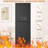 43.3-inch Tall Fireproof Wall Safes Between the Studs, Large Home Wall Safe with Combination Lock and Removable Shelf, Security Wall Safes for Home Firearm Money Valuables Tiskgg