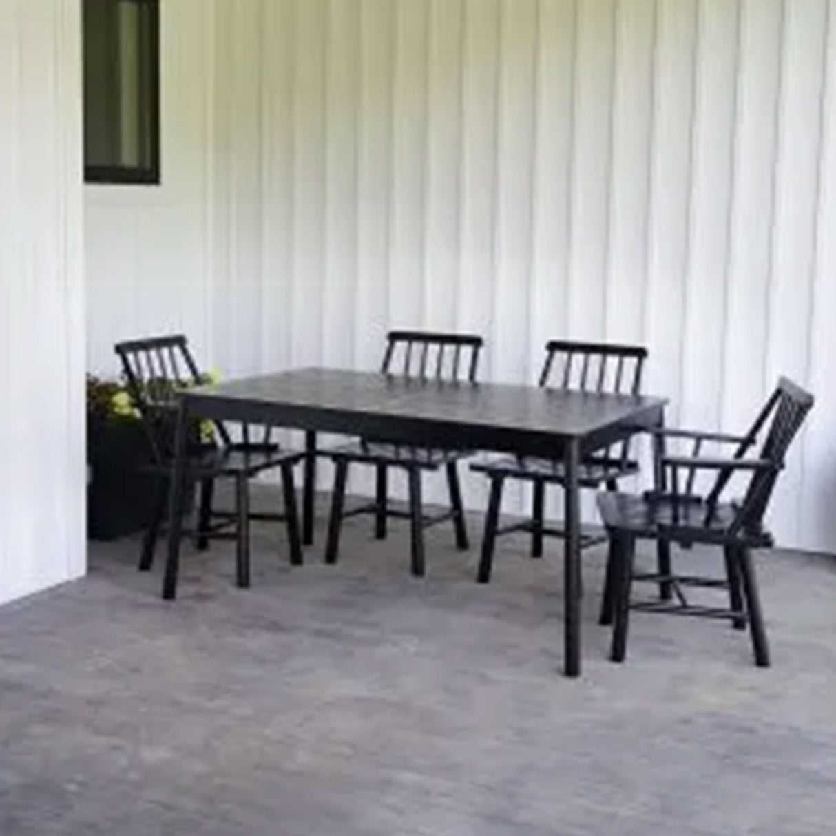 Four Seasons Courtyard 250 Pound Capacity Robust Classic Design Farmhouse Armless Indonesian Hardwood Chair for Indoor or Outdoor Use, Black Four Seasons Courtyard