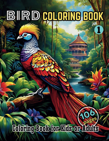 BIRD COLORING BOOK 1: Feathers and Hues: Bring Birds to Life Majosta