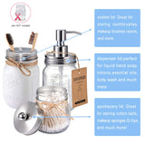 Komashr Mason Jar Bathroom Accessories Lids Set(4pcs) -Jars Not Included -Soap Dispenser,Toothbrush Holder,and Apothecary Jars Lids for Regular Mouth Mason Jars -Rustic Farmhouse Decor, Brushed Nickel Komashr