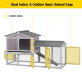Aivituvin Rabbit Hutch Indoor Bunny Cage Outdoor Chicken Coop Rabbit House Bunny Hutch with Deeper Plastic Tray (Grey02 -one Set) Aivituvin