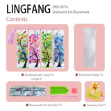 4 Pcs LINGFANG Diamond Painting Bookmark, Leather DIY Book Makers for Adults Book Lovers, Diamond Art Beginners, Small Diamond Art Kits, Paint by Art Crafts Supplies Gift for Girls (Season Tree) LINGFANG