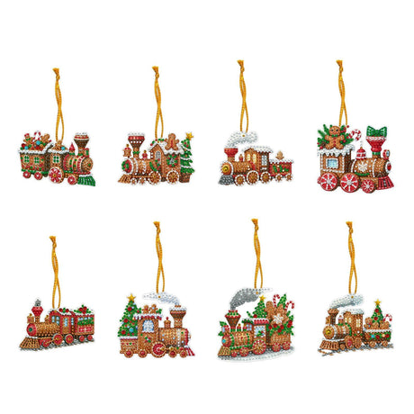 DoxQcs DIY Diamond Christmas Tree Decoration Pendant Diamond Art Painting for Xmas Home Indoor Festival Season Party Decor (Double-Sided Pattern Single-Sided Diamond)-#08-Train DoxQcs