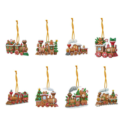 DoxQcs DIY Diamond Christmas Tree Decoration Pendant Diamond Art Painting for Xmas Home Indoor Festival Season Party Decor (Double-Sided Pattern Single-Sided Diamond)-#08-Train