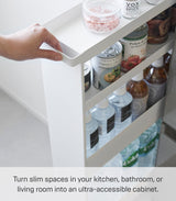 Yamazaki Home Tower Slim 4-Tier Rolling Storage Cart – Mobile Organizer for Kitchen Or Bathroom, 31.7" - Steel - YAMAZAKI