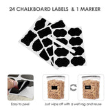 Airtight Food Storage Containers with Lids, Vtopmart 24 pcs Plastic Kitchen and Pantry Organization Canisters for Cereal, Dry Food, Flour and Sugar, BPA Free, Includes 24 Labels，Black Vtopmart