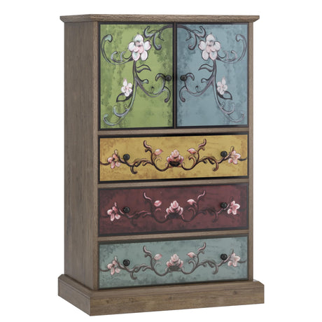finetones Wood Dresser Chest of Drawers, Tall Dresser Boho Dresser with Drawers and Doors, 16.1D x 23.6W 42.3H Inch Wood Dresser Accent Dresser for Home Office finetones