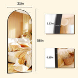 XRAMFY 56"x21" Arched Full Length Mirror Floor Mirrors with Aluminum Alloy Frame Free-Standing Wall Mounted Floor Mirrors or Large Dressing Mirror, Black Mirror Full Length XRAMFY