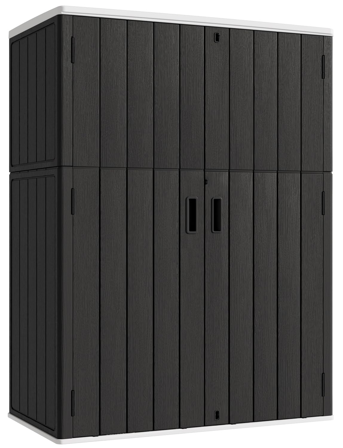KINYING Outdoor Vertical Storage Shed,57 Cu.ft Outdoor Storage Cabinet Waterproof,Resin Sheds & Outdoor Storage Clearance for Garden,Patio,Backyard,Lockable (Black) KINYING