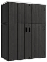 KINYING Outdoor Vertical Storage Shed,57 Cu.ft Outdoor Storage Cabinet Waterproof,Resin Sheds & Outdoor Storage Clearance for Garden,Patio,Backyard,Lockable (Black) KINYING