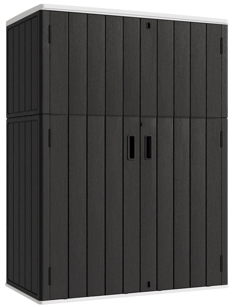 KINYING Outdoor Vertical Storage Shed,57 Cu.ft Outdoor Storage Cabinet Waterproof,Resin Sheds & Outdoor Storage Clearance for Garden,Patio,Backyard,Lockable (Black) KINYING