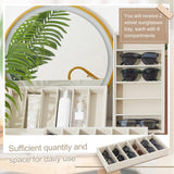 Juexica 2 Pcs Velvet Sunglasses Organizer Tray 6 Grid Sunglass Organizer Velvet Tray Stackable Glasses Display Case for Women Glasses Jewelry Display Watch (Beige) Juexica
