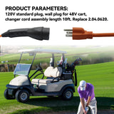 Golf Cart Charger Power Cord, Fits for Evolution ICON EV Golf Carts, 120V 3 Pin Charge Cable Assembly Replace 2.04.0620 QEWHDJQ