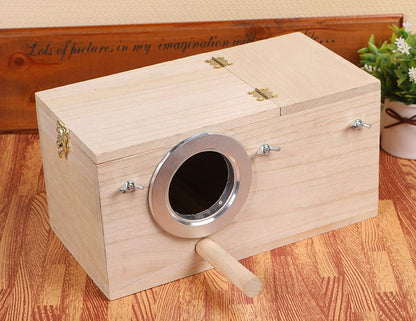 YJJKJ Wood Parakeet Nest Box Pet Bird House Parrot Breeding Mating Box Bird Cage Box for Lovebirds Cockatiel Parrotlets Budgerigar Parakeet (L)