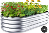 Winpull Raised Garden Bed Kit, 4x2x1 ft Galvanized Planter Box Outdoor with Safety Edging, Large Metal Raised Beds for Gardening Vegetables Flower Herb (Silver) Winpull