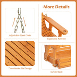 Giantex Wooden Porch Swing 2 Seat - Outdoor Swinging Chairs with Hanging Chains, 600 lbs Weight Capacity, 4 FT Finished Fir Wood Bench Swing for Patio, Outside, Garden, Lawn, Backyard (Orange) Giantex