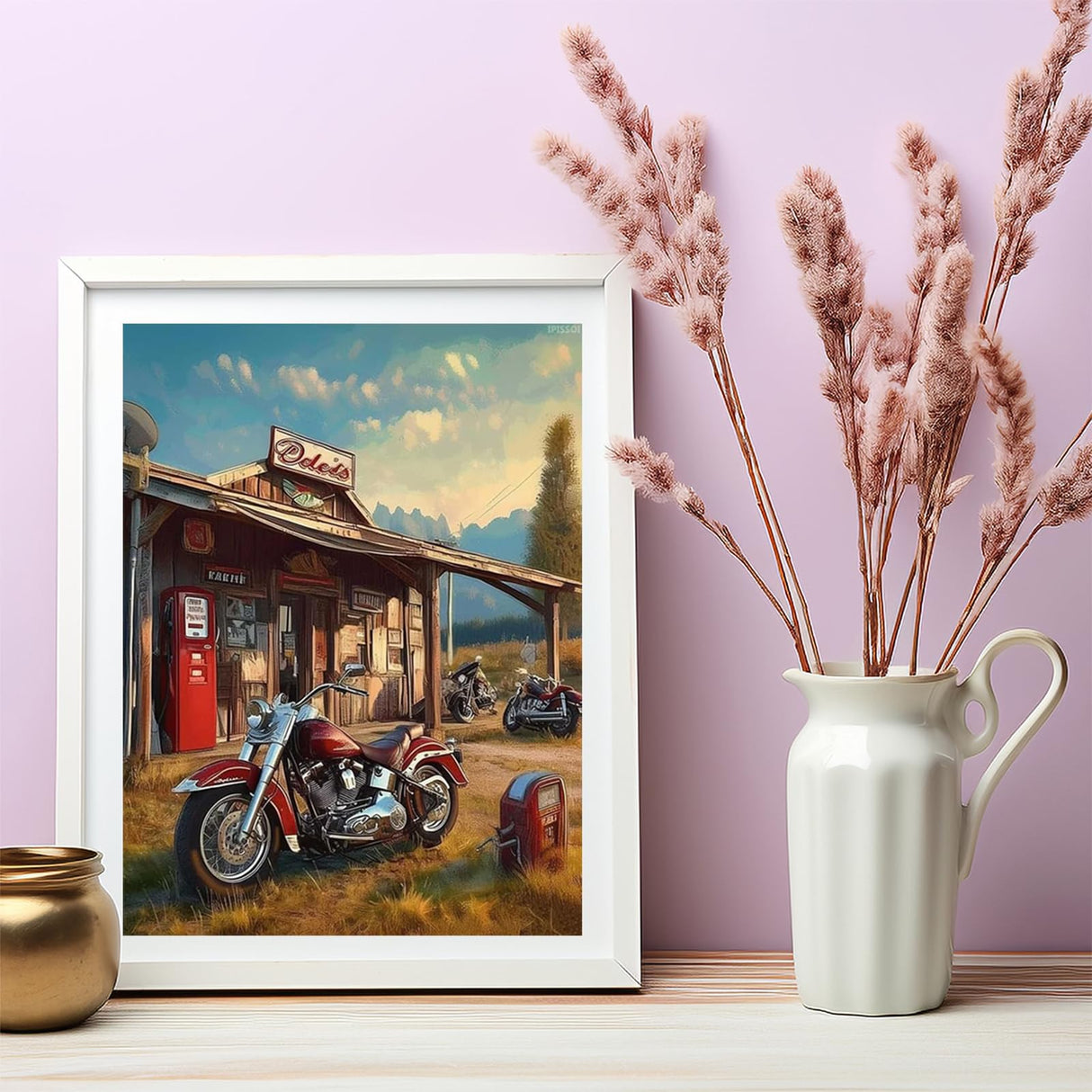 IPISSOI Funny Motorcycles Gas Station Diamond Art Painting Kits for Adult 5D Diamond Art for Adults Round Drill Painting by Diamonds Art and Crafts for Home Wall Decor Gift 12x16inch/30x40cm IPISSOI