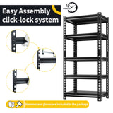 REIBII Storage Shelves 5-Tier Adjustable Garage Storage Shelving Heavy Duty Metal Shelving Utility Rack Shelf Unit for Warehouse Pantry Closet Kitchen,12" D x 27.5" W x 60" H REIBII